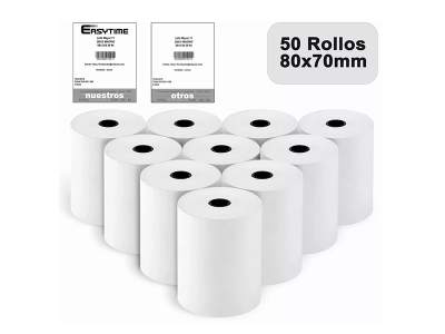 50 Rolls 80X70mm Papel Térmico